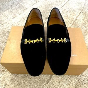 Christian Louboutin Paris Equiswing Flat Velvet Black/Dorado Size 43